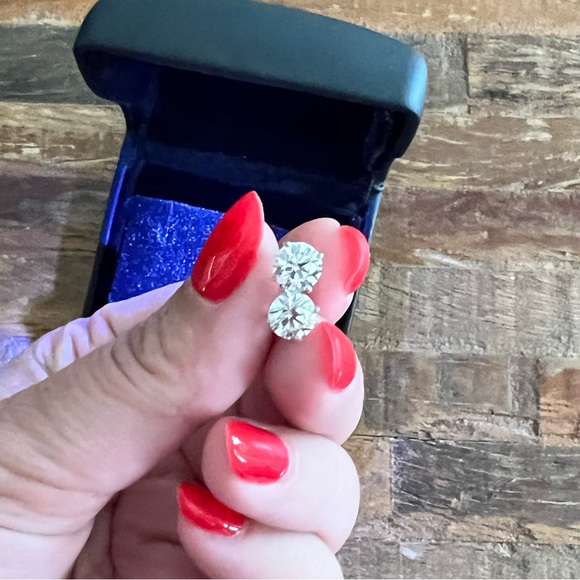 2.03 Ct D-E Color Lab Grown Diamond Studs - Picture 7 of 11